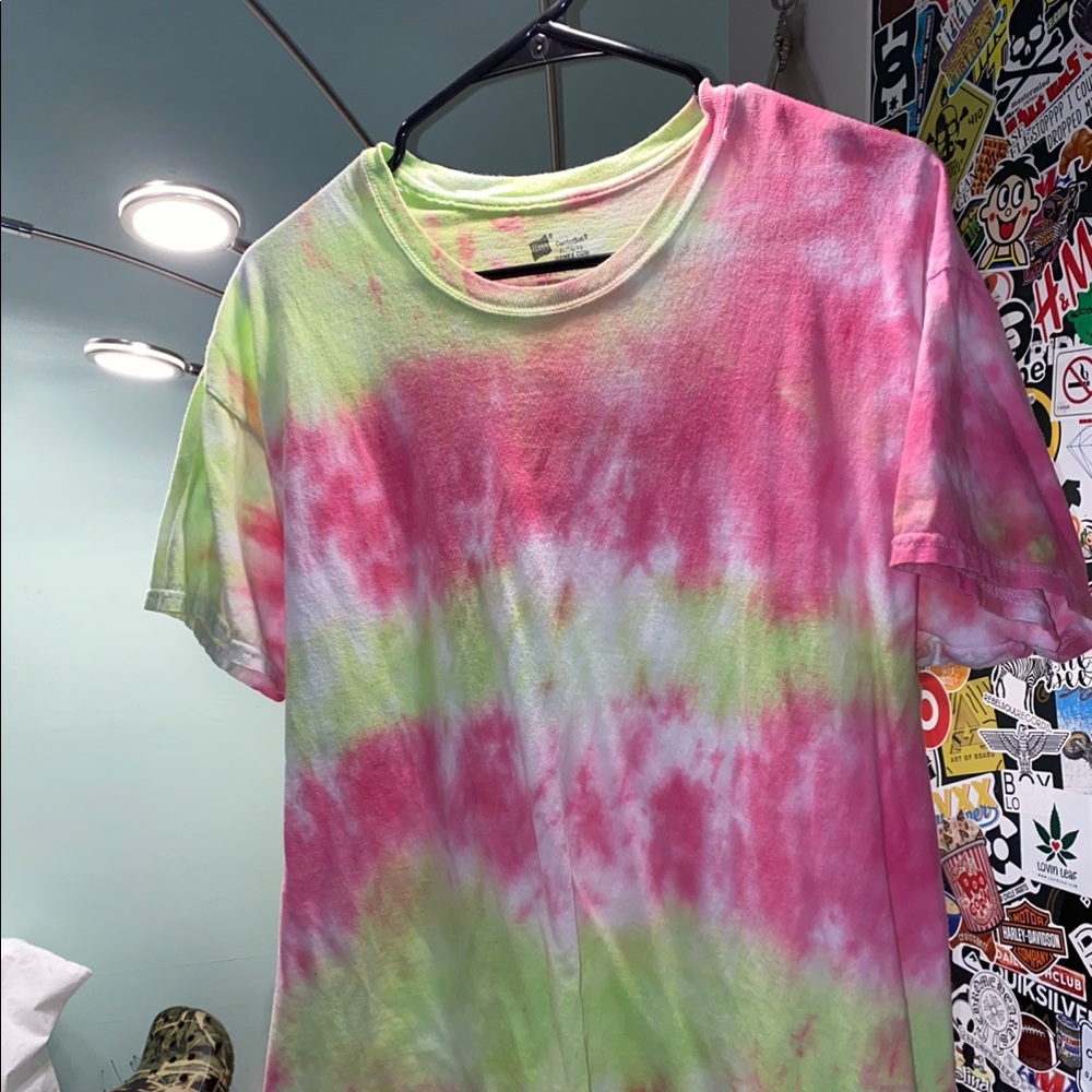 Pink and Green Tie Dye T-Shirt